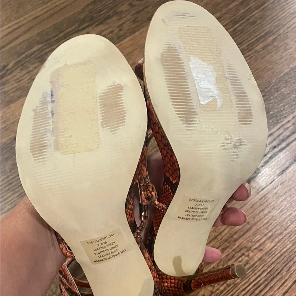 Steve Madden Orange Snakeskin Spiral Strap Stiletto Heels